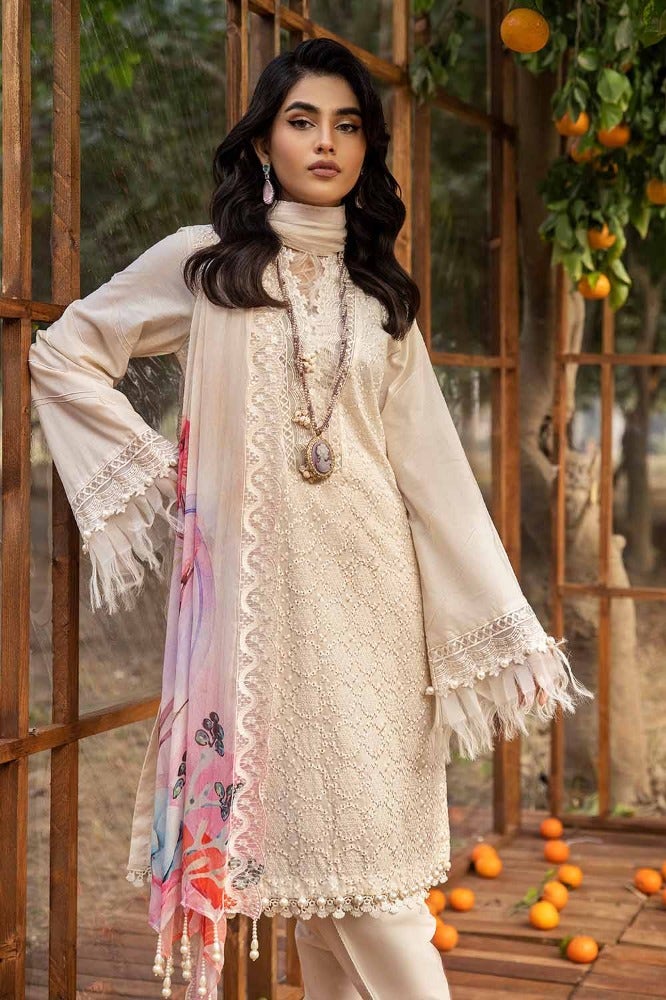 Gul Ahmed 3PC Embroidered Lawn Unstitched Suit with Embroidered Printed Chiffon Dupatta - BCT-42001