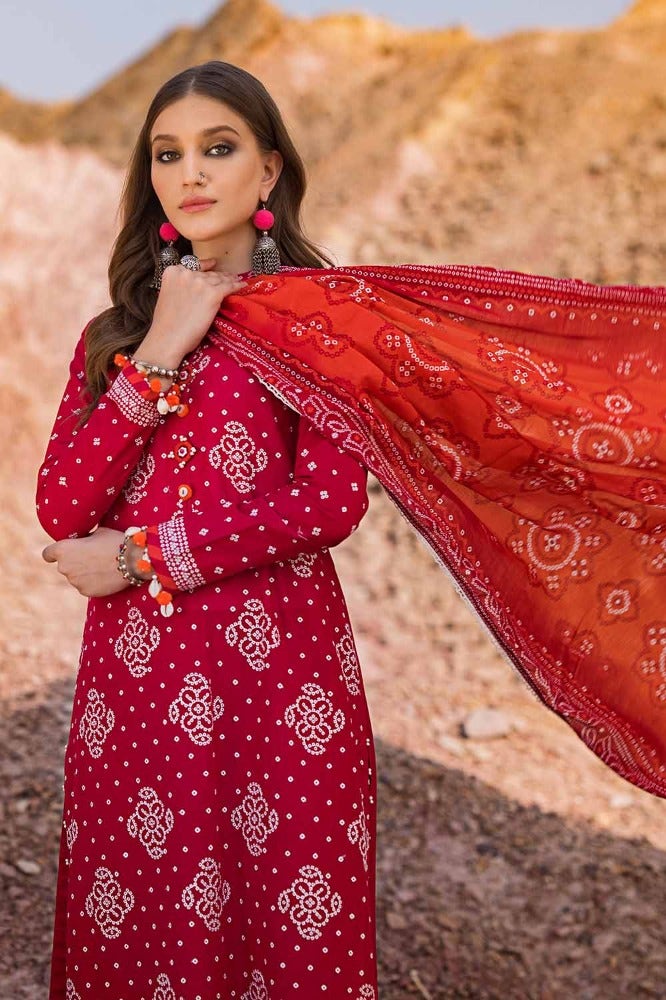 Gul Ahmed 3PC Embroidered Printed Lawn Unstitched Suit CL-42006