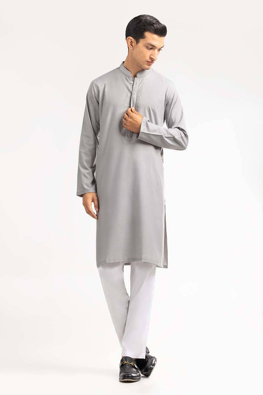 Gul Ahmed Ready to Wear Men's Grey Styling Kurta KS-913