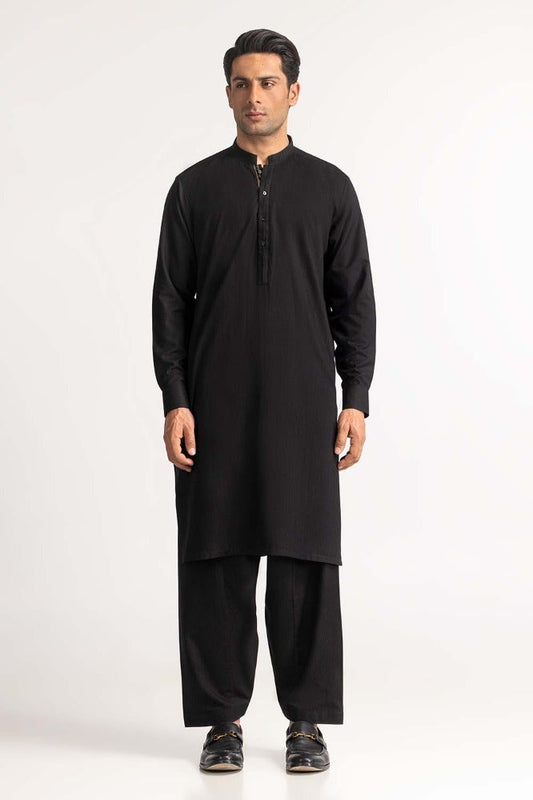 Gul Ahmed Ready to Wear Men's Black Styling Suit SK-S24-008