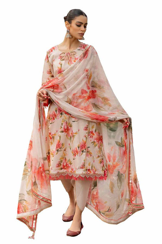 Gul Ahmed 3PC Unstitched Printed Lawn Suit with Lurex Chiffon Dupatta SP-42010