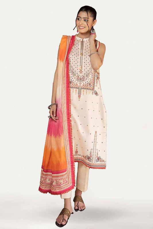 Gul Ahmed 3PC Unstitched Printed Lawn Suit with Woven Stripe Dupatta SP-42038