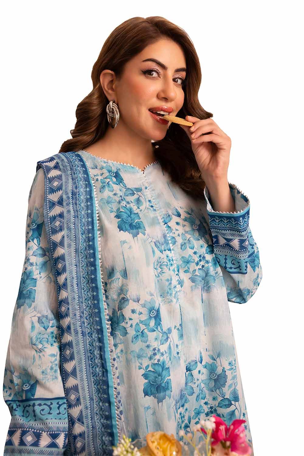 Gul Ahmed 3PC Unstitched Printed Lawn Suit with Chiffon Dupatta BM-42024