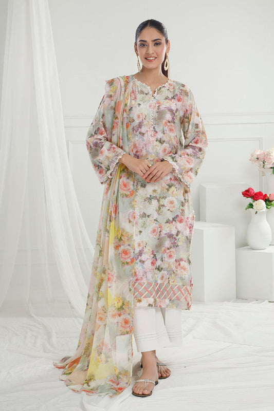 Gul Ahmed 3 Piece Unstitched Printed Pure Bamboo Silk Suit with Printed Chiffon Dupatta BS-52002