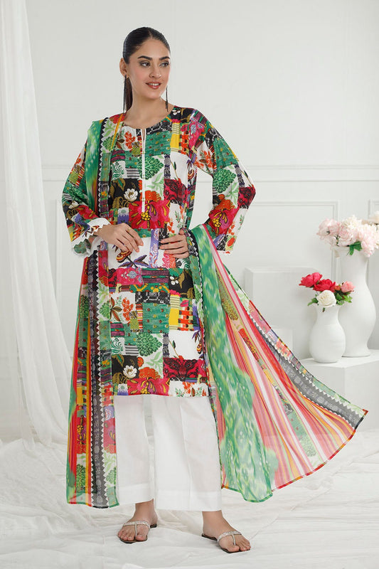 Gul Ahmed 3 Piece Unstitched Printed Pure Bamboo Silk Suit with Printed Chiffon Dupatta BS-52004