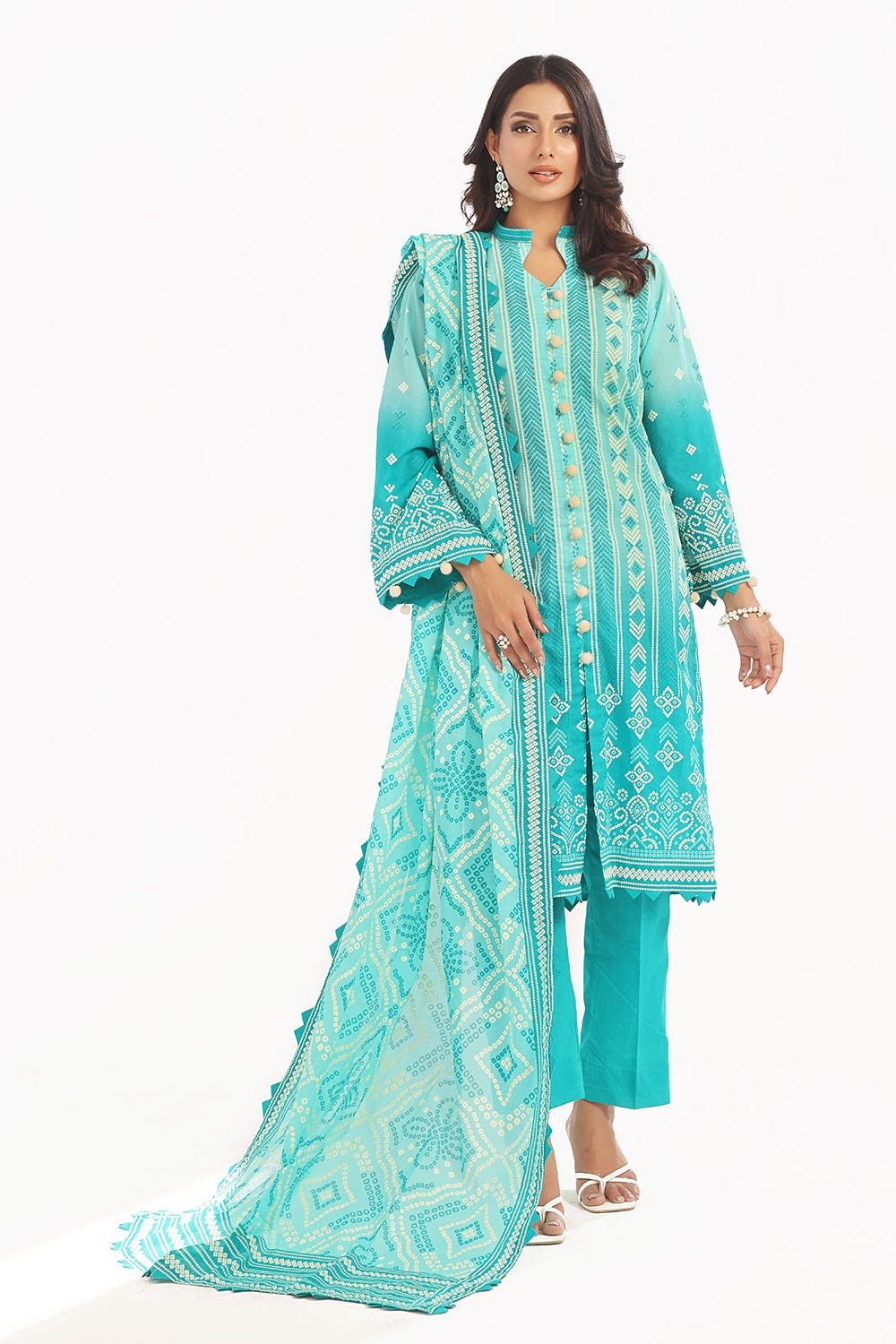 Gul Ahmed 3 Piece Unstitched Lacquer Printed Lawn Suit CL-42328 A