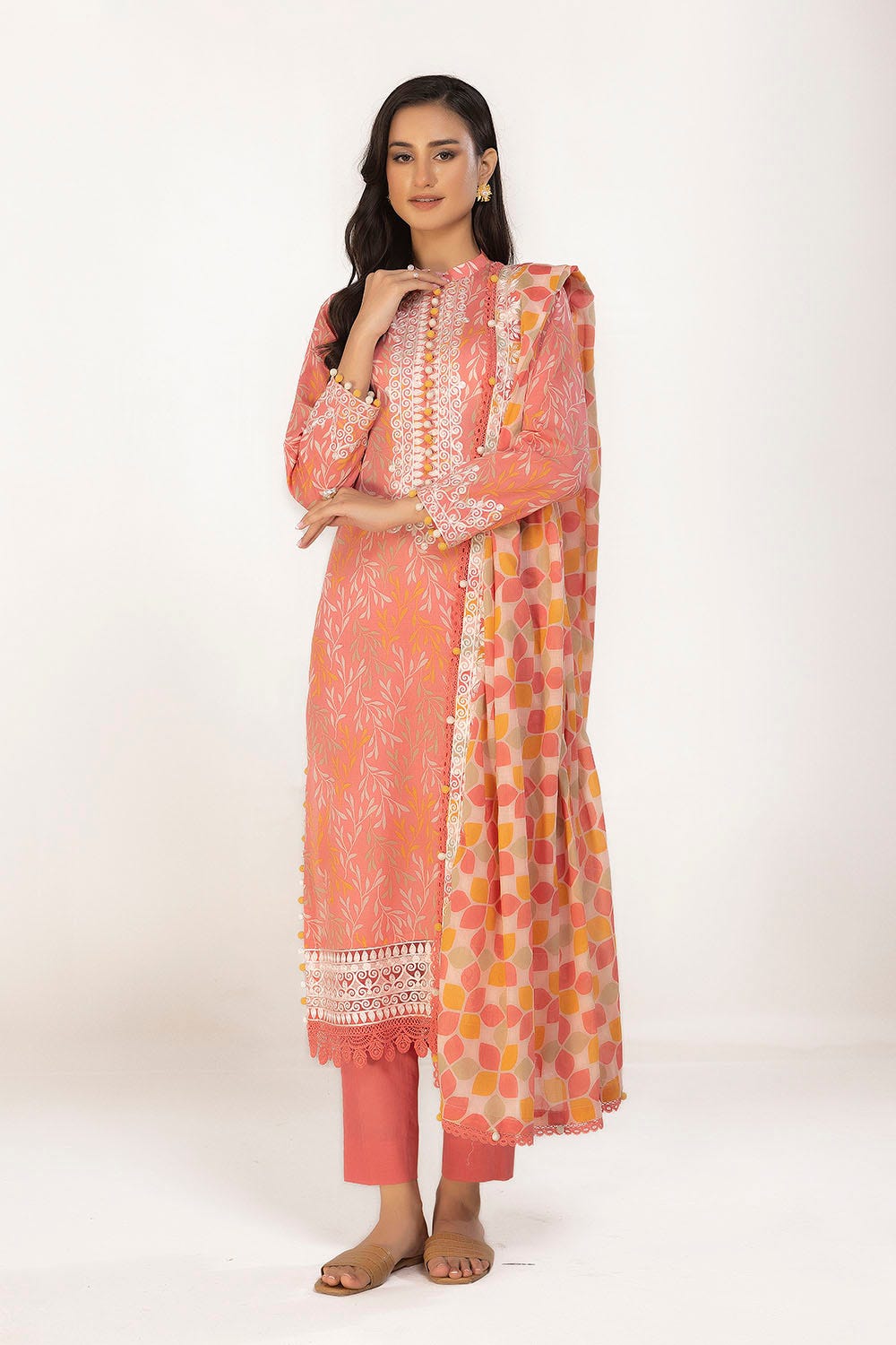 Gul Ahmed 3 Piece Unstitched Embroidered Printed Lawn Suit CL-52001