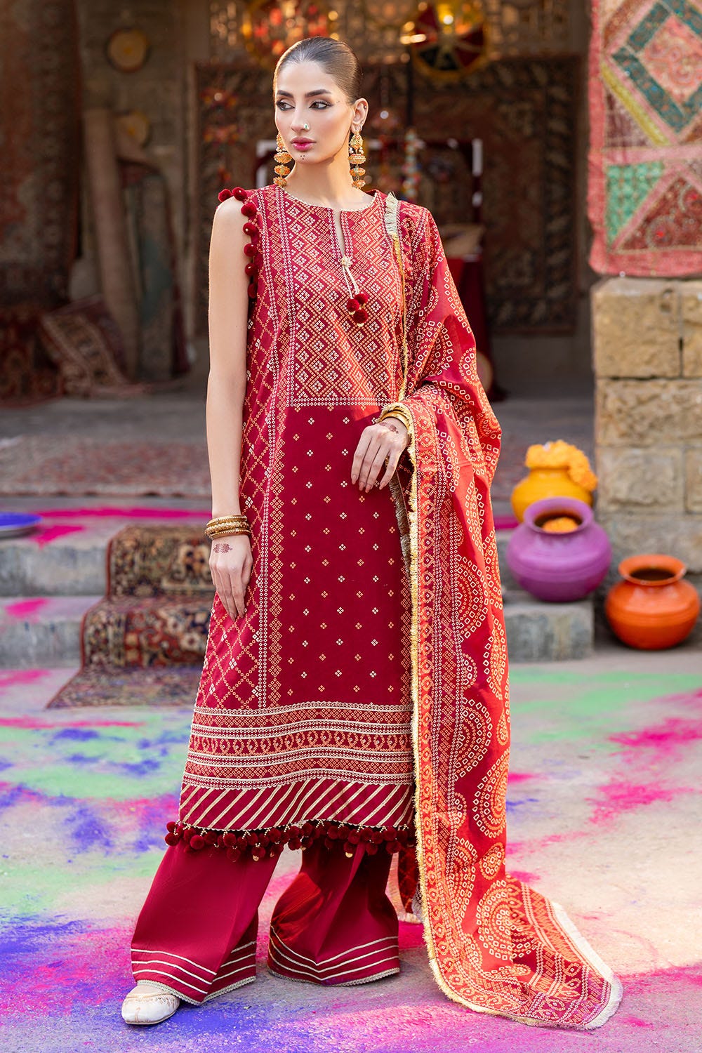 Gul Ahmed 3 Piece Unstitched Lacquer Printed Lawn Suit CL-52138 B