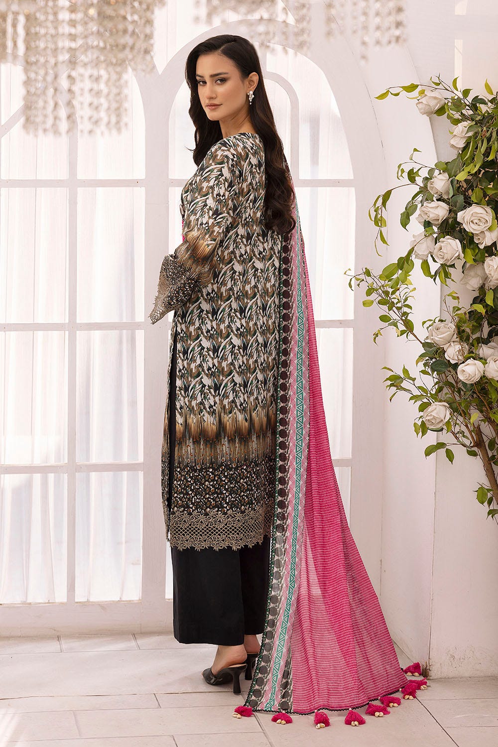 Gul Ahmed 3 Piece Unstitched Embroidered Printed Lawn Suit with Printed Lawn Dupatta CL-52314