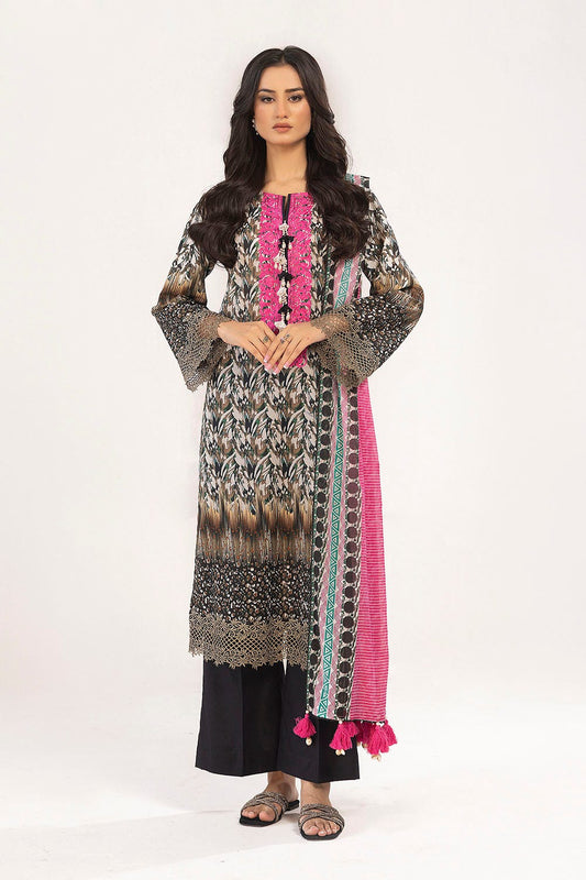 Gul Ahmed 3 Piece Unstitched Embroidered Printed Lawn Suit with Printed Lawn Dupatta CL-52314