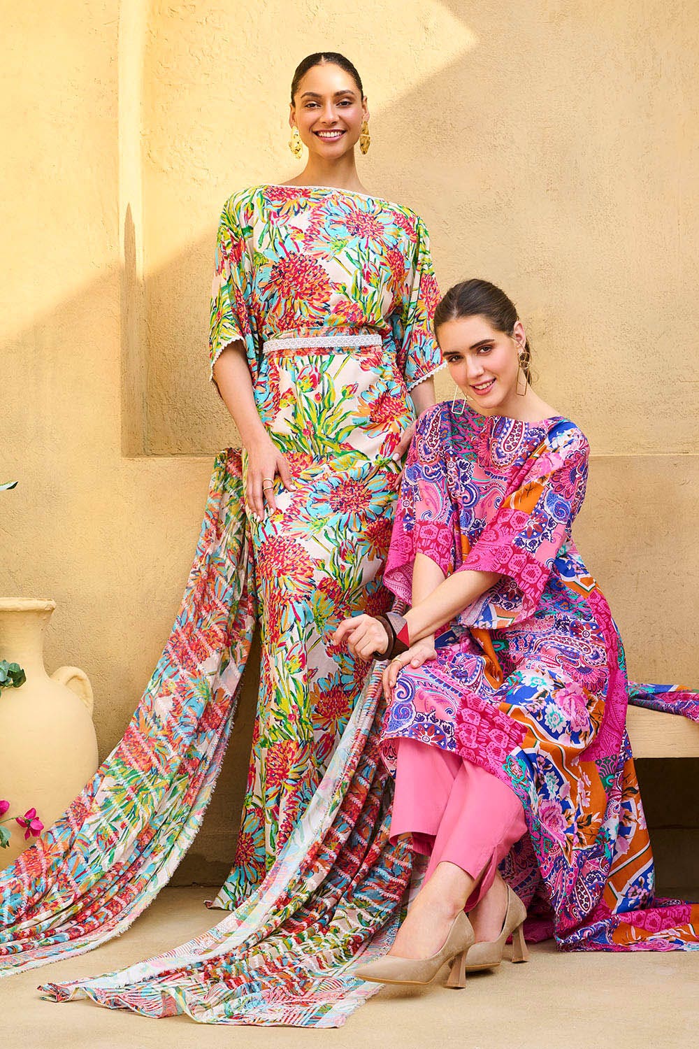 Gul Ahmed 3 Piece Unstitched Printed Cotton Silk Suit with Printed Chiffon Dupatta CS-52001