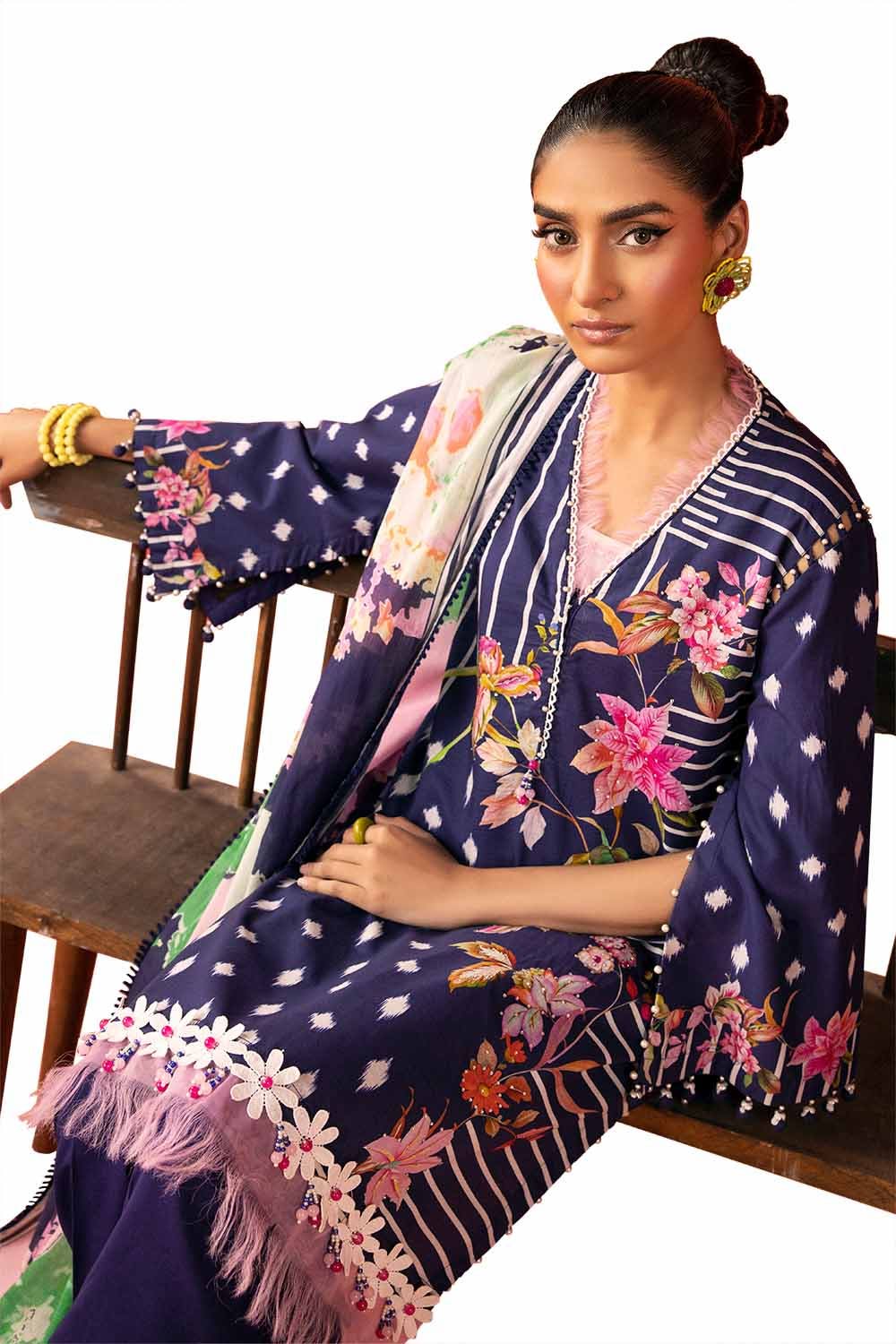 Gul Ahmed 3PC Unstitched Diamantes Printed Lawn Suit with Denting Lawn Dupatta DN-42032