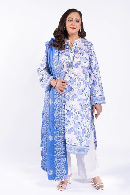 Gul Ahmed 3 Piece Unstitched Printed Lawn Suit with Embroidered Denting Lawn Dupatta DN-52011