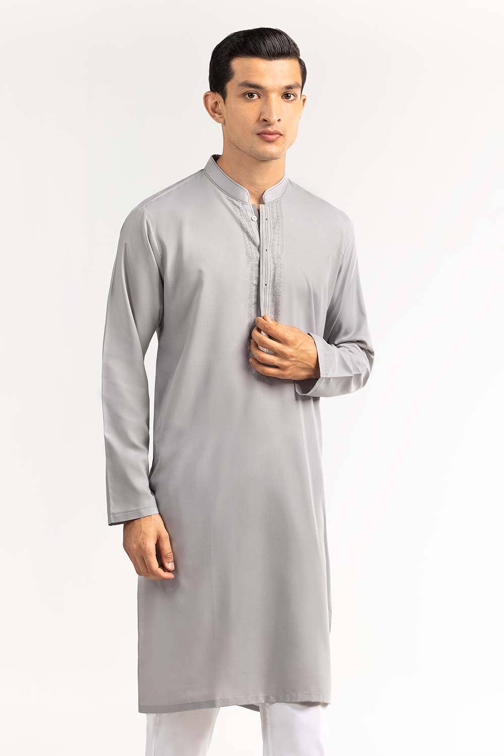 Gul Ahmed Ready to Wear Men s Grey Styling Kurta KS 913