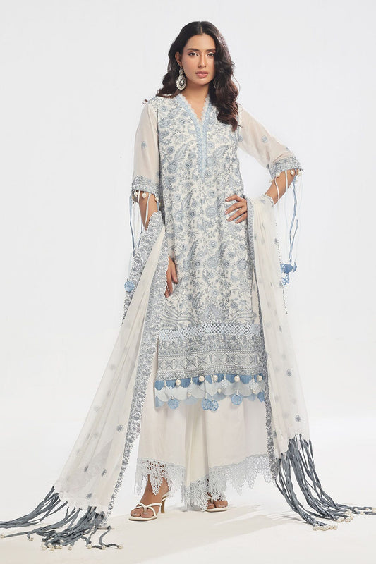 Gul Ahmed 3 Piece Unstitched Embroidered Swiss Voile Suit with Embroidered Chiffon Dupatta LSV-52024