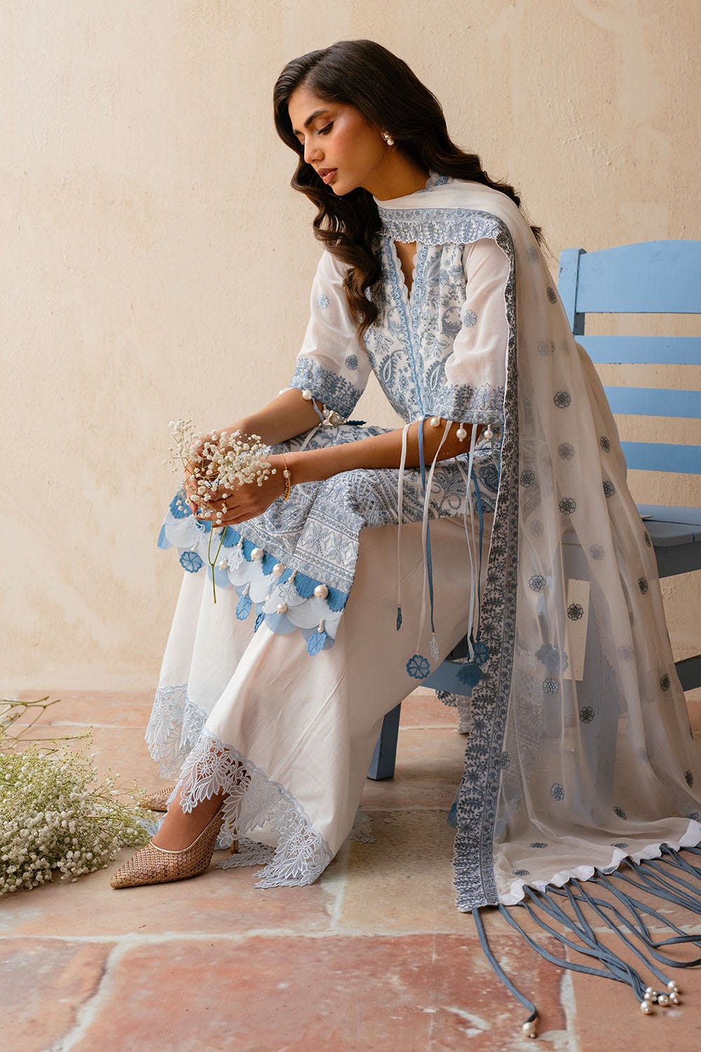 Gul Ahmed 3 Piece Unstitched Embroidered Swiss Voile Suit with Embroidered Chiffon Dupatta LSV-52024