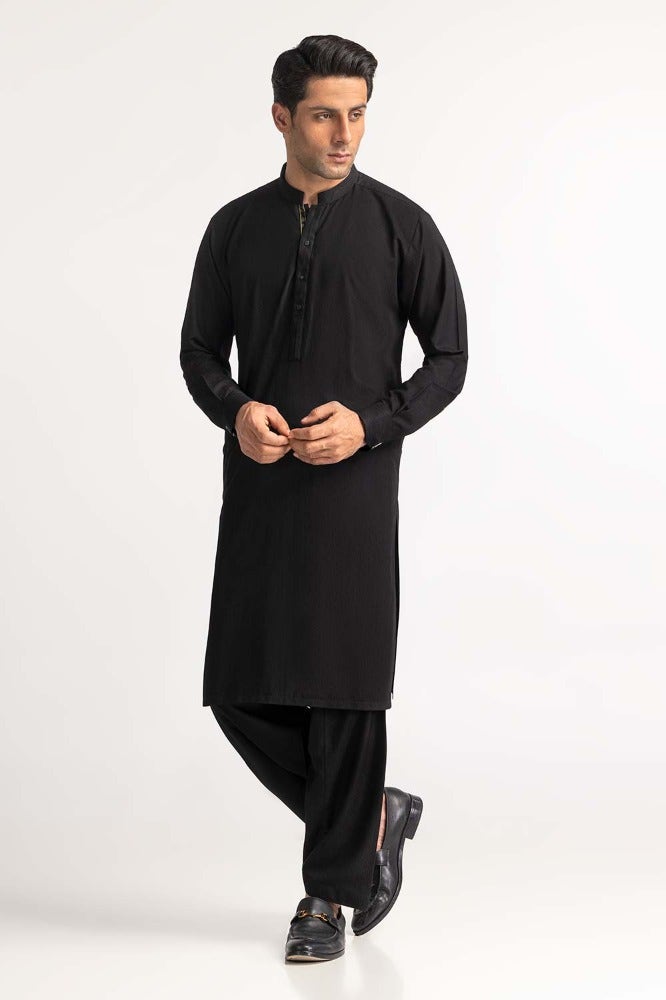 Gul Ahmed Ready to Wear Men's Black Styling Suit SK-S24-008