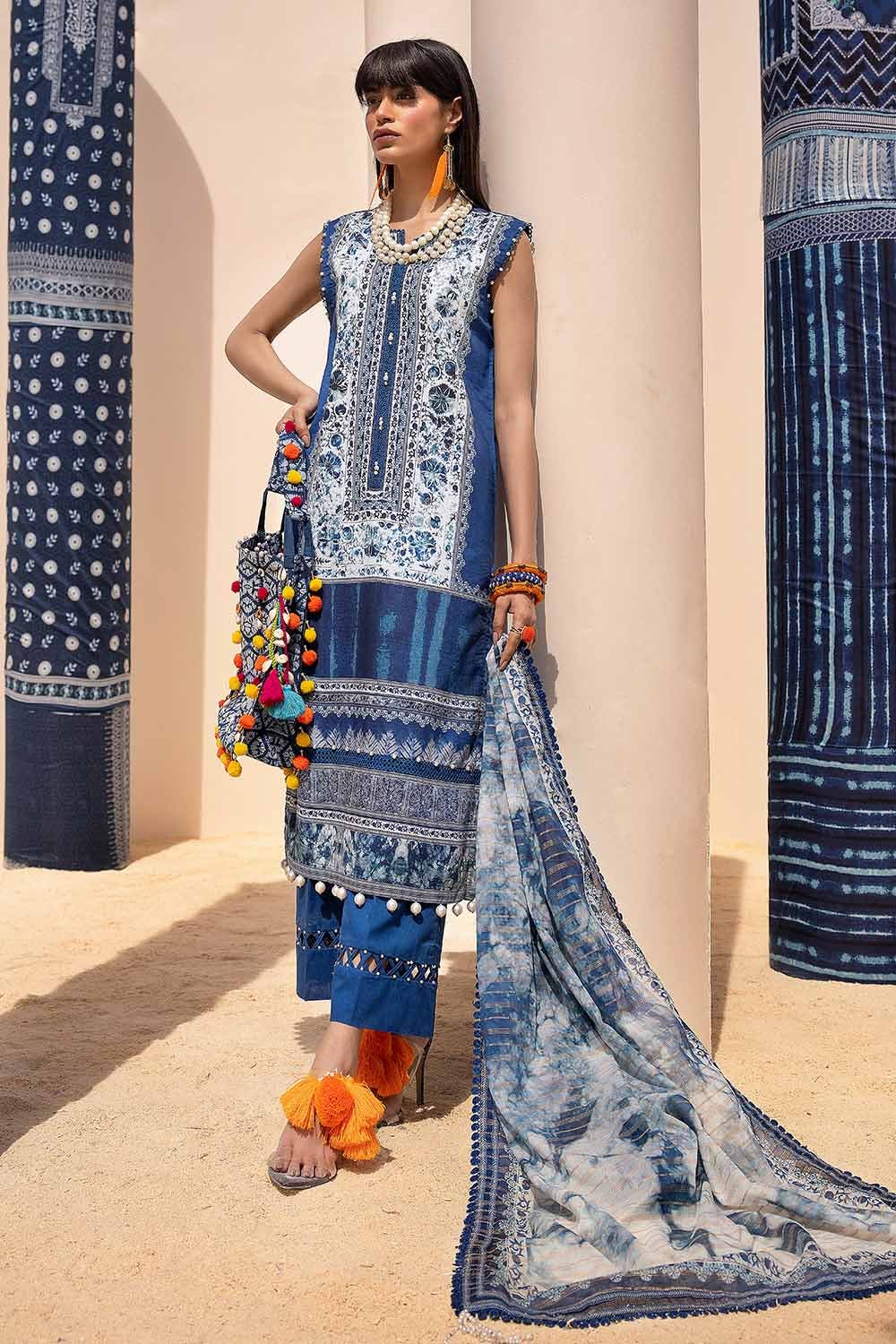 Gul Ahmed 3PC Unstitched Printed Lawn Suit with Zari Stripe Dupatta ST-42009